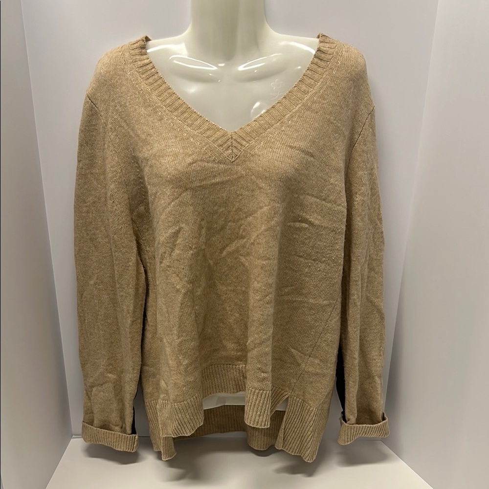 J. Crew Tan V-Neck Cashmere Sweater
